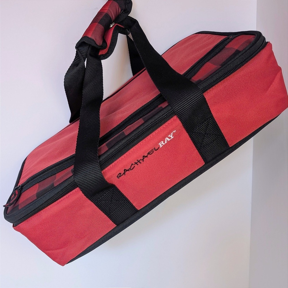 Rachael Ray Lasagna Lugger Insulated Casserole Carrier Red Buffalo Plaid 9x13
